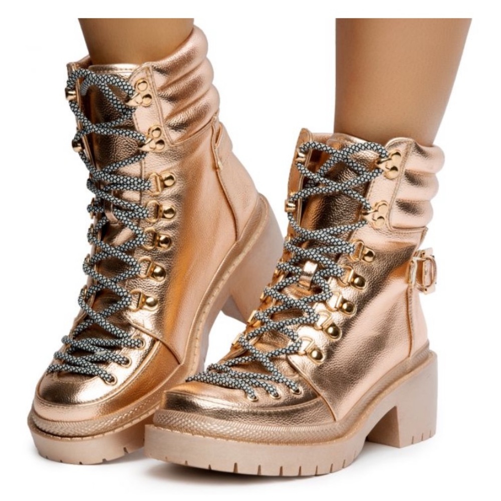ROSE GOLD SUMMIT COMBAT BOOTS
